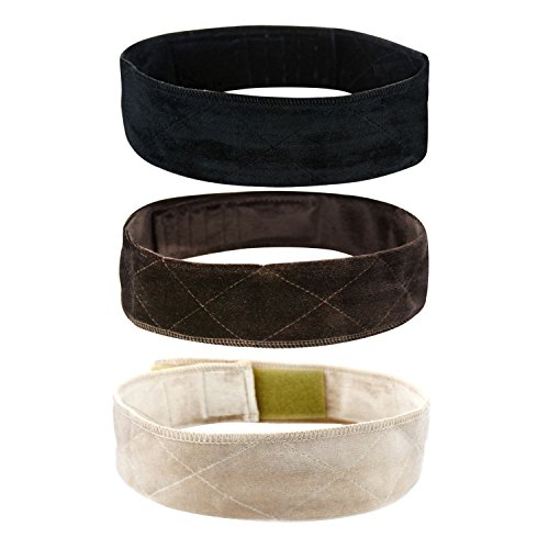 Aboat 3Pack wig grip Flexible Velvet Headband Adjustable Fastern Wig Band, Tan Brown and Black - Thumbnail 7