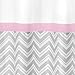 Sweet Jojo Designs Pink and Gray Chevron Zig Zag Kids Bathroom Fabric Bath Shower Curtain