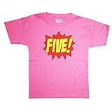 Happy Family Clothing Little Girls' Superhero Fifth Birthday T-Shirt