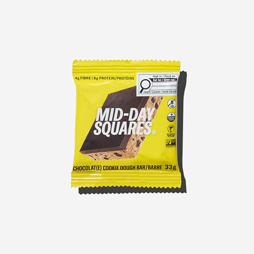 Mid-Day Squares Cookie Dough Protein Chocolate Bars, 33g each, 3 Packs (36 Squares) | Made with Real Chocolate, 6g Plant Protein, 4g Fiber, Gluten Free, Plant-Based