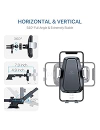 Andobil Cargador de coche inalámbrico rápido, un solo toque, abrazadera automática Qi teléfono celular 10 W de carga rápida, soporte de ventilación para salpicadero compatible con iPhone X Xs Max XR 8 8+, Samsung S10 S10+ S9 S9+ S8 S8+