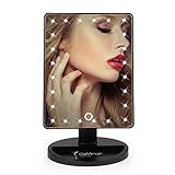 Led Light Cosmetic Mirror - Dimmable Touch Mirror, Light-Up Vanity Mirror, 24 LED Cosmetic Mirror Makeup, GlaMiror Led Lighted Makeup Mirror, Beauty Mirror With Light, Black