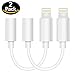 (2 Pack) Lampari Lighting to 3.5mm Headphone Jack aux Cable Adapter Compatible with iPhone 7/7 Plus (iOS 10.2,10.3)-White