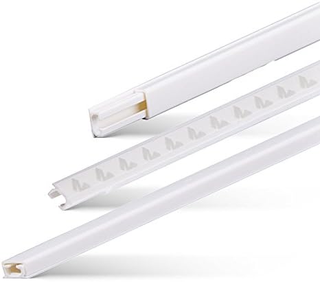 XZYER PVC Cable Trunking, 20 inches Wire Channel for Maintain a Neat Installation, Ideal for phone/fax line/speaker cable/lamp cord/telephone cables, 6-Pack Cord Organizer (White)