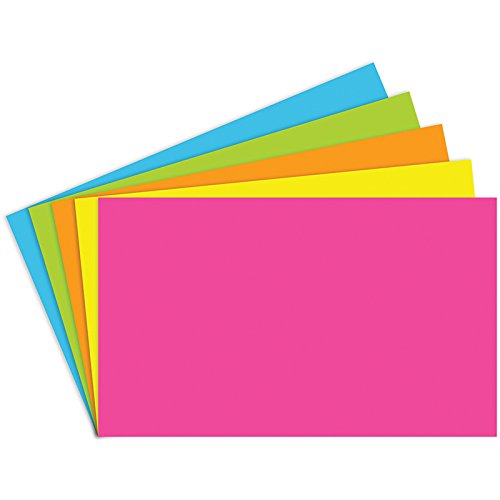 Top Notch Teacher Products TOP360 Brite Assorted Index Cards Blank, 1" Height, 3" Wide, 5" Length (100 Cards per Package)