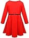 Fly Rain Girls Dress Long Sleeve Cotton Pleated Princess Dresses With Belt Red Size 6