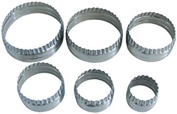 R & M International 1749 R&M Stainless Steel Double Sided Plain and Fluted Biscuit Cutter Set-6 Sizes, Metallic