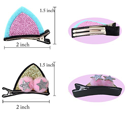 20 Pack Cute Glitter Sparkly Cat Ear Hair Clips Animal Hair Pins Barrettes for Infants Toddlers Baby Girls Daily Wearing Party Decoration