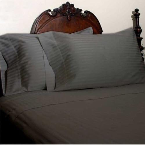 Fab Furnish 1000 Thread Count Three (3) Piece King/cal-King Size Gray Stripe Duvet Cover Set, 100% Egyptian Cotton, Deep Pocket