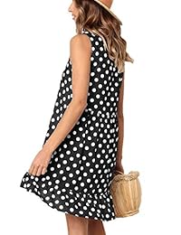 MisloOK - Vestido sin mangas con lunares y volantes para mujer