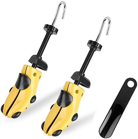 Coresto Pair of Premium Professional 2-Way Shoe Stretcher Tough Plastic Shoe Trees Shoe Expander for Adjustable Length &amp; Width Shoe Shaper with Shoe Horn for Men or Women Shoes (Medium Size)