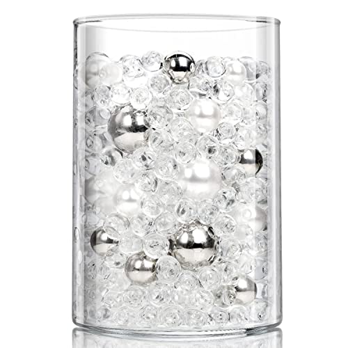 NOTCHIS Silver and White Floating Pearls Beads for Vases, No Hole Highlight Pearl Bead Vase