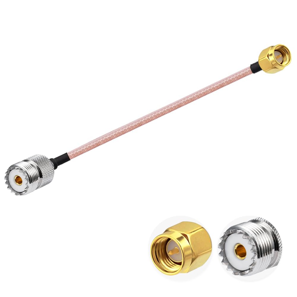 Vecys SMA Male to UHF Female RF Coaxial Coax Cable SMA Male to SO-239 Pigtail RG316 6"/15CM for SDR UV-5R Series Handheld CB Radio Two Way Radio, Walkie Talkie