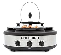 Chefman Triple Slow Cooker & Buffet Server with 3 Removable 1.5 Qt. Oval Crocks, Pot Inserts Individually Heat Controlled, Locking Lid Straps, Spoon & Lid Rests, Stainless Steel &ndash; RJ15-15-TO