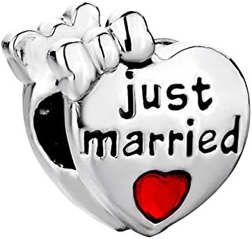 CHARMED LIFE Sweet Wedding Charm For Bride &amp; Groom Just Married Beads For Bracelets