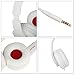 Headphones, JNTworld Headphones with Microphone for Travel, Work, Sport, DJ, Collapsible Classic Headset with Handmade Drivers for iPhone and Android Devices, White