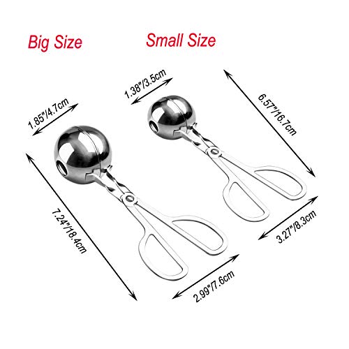 2 Set Stainless Steel Meat Baller, NonStick Meatball Scoop
