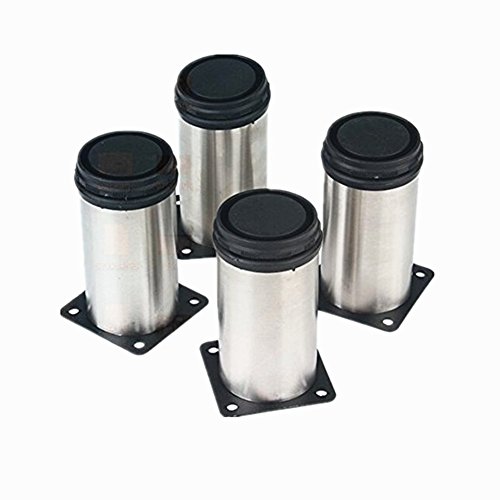 soled Stainless Steel Kitchen Adjustable Feet Round 2" Furniture Leg Pack of 4