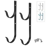 Gray Bunny GB-6898BL2 Swimming Pool Aluminum Pole Hanger Set, Black, Holder for Telescoping Poles, Leaf Rakes, Skimmers, Nets, Brushes, Vacuum Hoses and More!