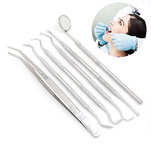 1 Set/6 Pcs Professional Dental Hygiene Kit with Bag for Personal Use Tooth Scraper Dental Inspection Mirror Tartar Calculus Plaque Remover