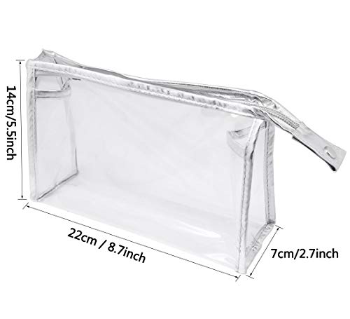 Meetory 5 Pcs Clear Waterproof Cosmetic Bag with Zipper, PVC Transparent Plastic Makeup Organizing Bags Travel Toiletry Pouch for Bathroom, Vacation and Organizing 6 Meetory 5 Pcs Clear Waterproof Cosmetic Bag with Zipper, PVC Transparent Plastic Makeup Organizing Bags Travel Toiletry Pouch for Bathroom, Vacation and Organizing