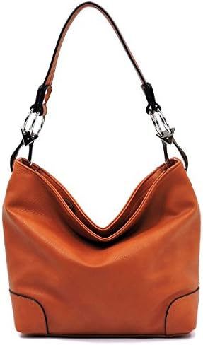Elphis Fashion Classic Shoulder Bag Hobo Bucket Handbag Purse (79-Orange)