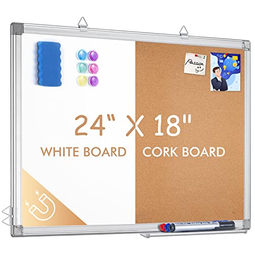 Cork Board White Board Combo, Vision Board 2023, 24" x 18