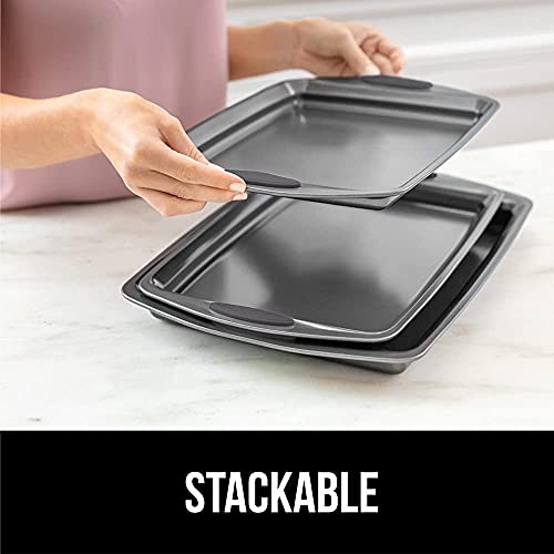 Gorilla Grip Non Stick Jelly Roll Baking Pans, Thick Warp Proof, 3 Piece, Durable Silicone