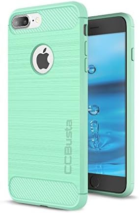 iPhone 7 Plus Case by CCBusta Carbon Fiber Design Stylish Slim Shockproof Protective Soft TPU Case for Apple iPhone 7 Plus (Tiffany Green)