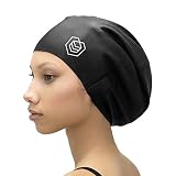 SOUL CAP XL - Extra Large Swimming Cap - Designed for Long Hair, Dreadlocks, Weaves, Hair Extensions, Braids, Curls & Afros - Women & Men - Premium Silicone (Black)