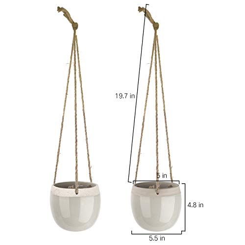 Ceramic Hanging Planters Indoors 5.5 Inch Hanging Plant Pots, Modern