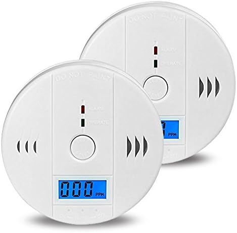 Carbon Monoxide Detector Alarm 2 Pack, CO Alarm Monitor with Digital Display Battery Operated for Home, Room
