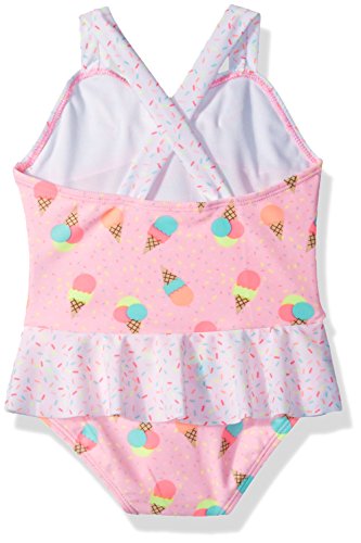 Baby Buns Toddler Girls' One Piece Sweet Treat Swimsuit Set With Hooded Cover up, Multi, 3T - Thumbnail 2