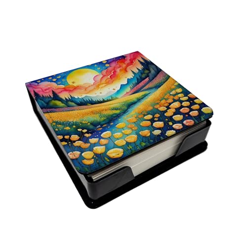 Caroline's Treasures Colorful Buttercups PU Leather Note Paper Holder with Arti…