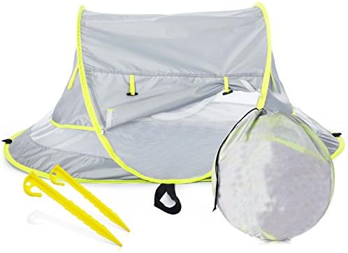 Micoo Baby Travel Tent, Portable Beach Pop Up Tent, Large Baby Travel Bed,UPF 50+ Sun Travel Cribs Bed, Mosquito Net and Sunshade, Lightweight Outdoor Travel Baby Crib Bed for Infant and Babies