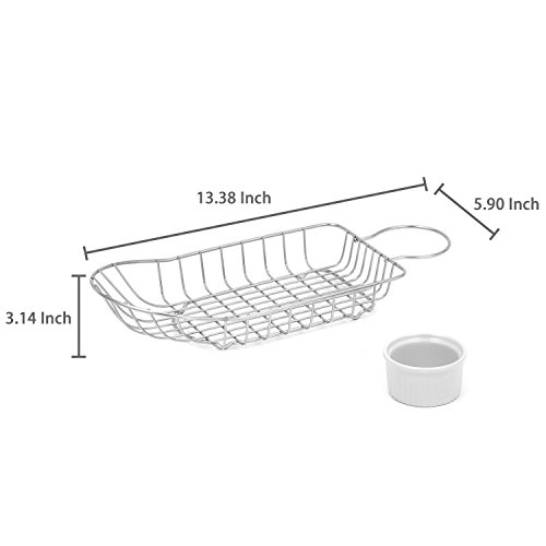 Stainless Steel French Fries Serving Basket with Ceramic Ramekin - Thumbnail 4