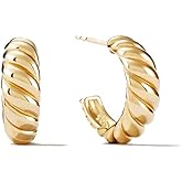 ALTENEVIA 18K Gold Plated Croissant Dome Stud Earrings Twisted Stud Earrings Chunky Women Fashion Earrings
