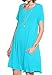 JollieLovin Women's Pockets Casual Swing Loose T-Shirt Dress (Lake Blue, 3X)