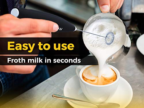 image for HoneyBull Milk Frother Handheld Stainless Steel Whisk Electric Foam Ma
