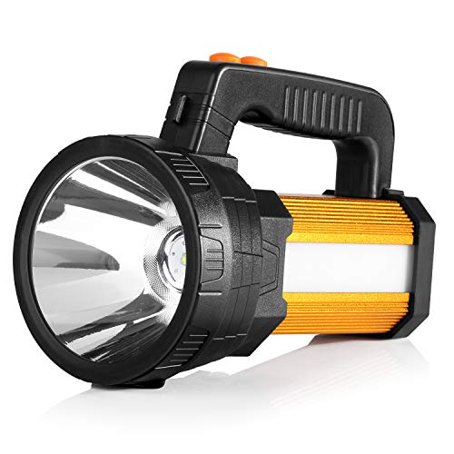 Bright Rechargeable Searchlight handheld LED Flashlight Tactical Flashlight with Handle CREE L2 Spotlight 1200 Lumens Ultra-long Standby Electric Torch with USB OUTPUT as a Power Bank (Aluminum Gold) Bright Rechargeable Searchlight handheld LED Flashlight Tactical Flashlight with Handle CREE L2 Spotlight 1200 Lumens Ultra-long Standby Electric Torch with USB OUTPUT as a Power Bank (Aluminum Gold)