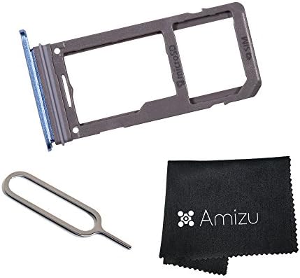 Amizu SIM Card Holder Tray Slot Replacement Part w/Eject Pin Tool for Samsung Galaxy S8 / S8 Plus + Amizu Cloth (Coral Blue)