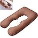 Littlegrass Maternity Pillow Cover - U Shaped - 100% Cotton - Replacement Cover - Total Body/Pregnancy/Maternity PillowCase with Double Zipper 55