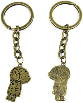 100 Pieces Ancient Bronze Keychain Keyring Key Chain Ring Charms Jewelry Making Handmade B9JX8 Raincoat Girl