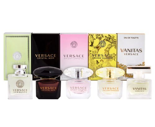 Versace Variety Gift Set Versace Versense EDT 5 ml,Versace Crystal Noir EDT 5 ml
Versace Bright Crystal EDT 5 ml
Versace Yellow Diamond EDT 5 ml
Versace Vanitas EDTã€€4.5 ml