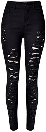 Mlotus Juniors Womens Black Denim Boyfriend Jeans Skinny Ripped Distressed Pants S