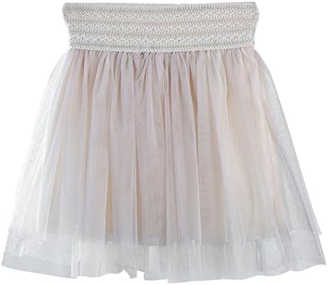 DDOL Women's Basic Pleated Tutu Tulle Mini Skirt Apricot M