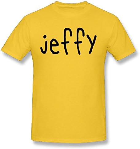 Men's Short Neck Sleeve Jeffy.png Cotton T-Shirt SizeKey1 Yellow