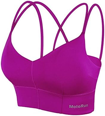 MotoRun Womens Push-up Padded Strappy Sports Bra Cross Back Wirefree Fitness Yoga Top