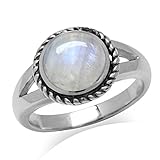 Natural Moonstone Antique Finish 925 Sterling Silver Rope Solitaire Ring Size 7