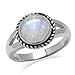 Natural Moonstone Antique Finish 925 Sterling Silver Rope Solitaire Ring Size 7